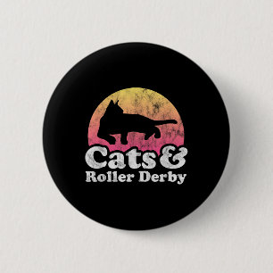 Badge Rond 5 Cm Chats Et Roulettes Derby Mens Ou Femme Chat