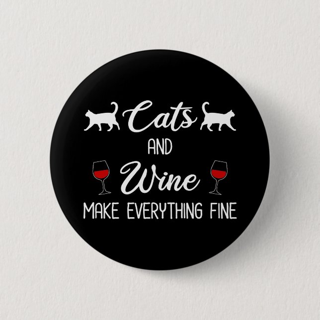 Badge Rond 5 Cm Chats et vin rendent tout fin (Devant)
