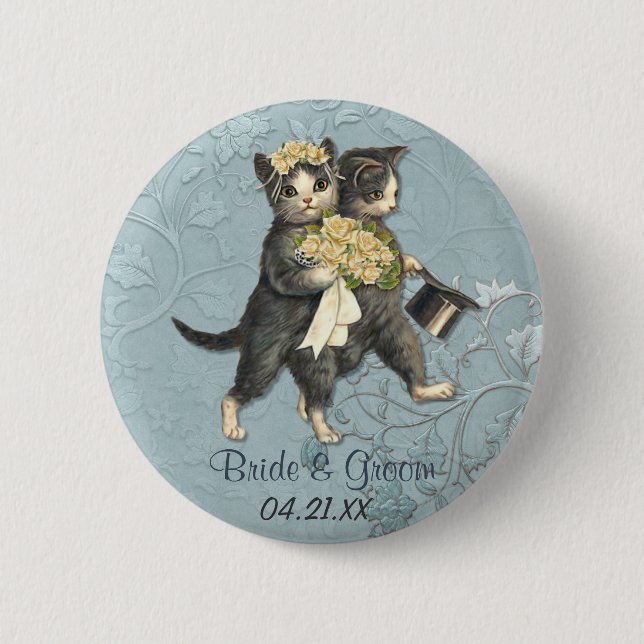 Badge Rond 5 Cm Chats mariages (Devant)