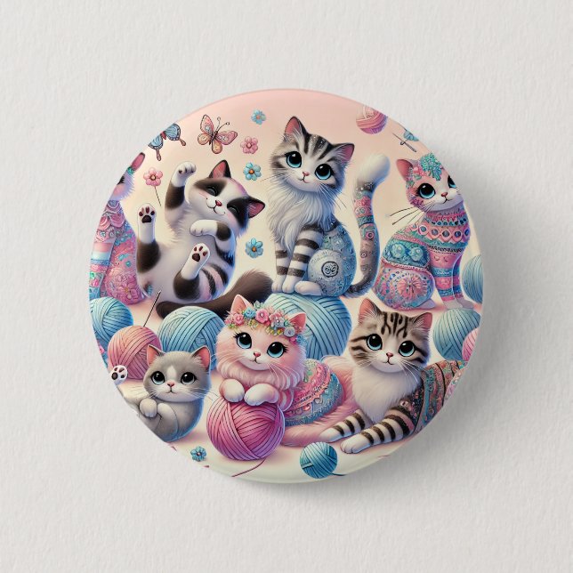 Badge Rond 5 Cm Chats mignons (Devant)