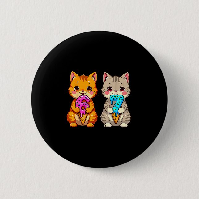 Badge Rond 5 Cm Chats Mignons Kawaii Neko 67 Drip Mème Drôle Six S (Devant)