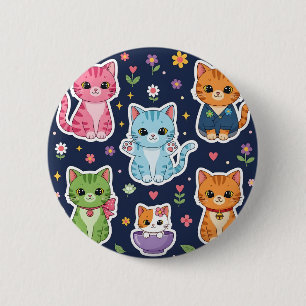 Badge Rond 5 Cm Chats mignons Kawaii Neko Kitten drôle Cadeau d'am