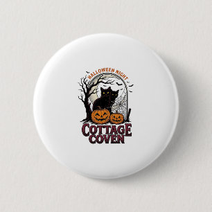 Badge Rond 5 Cm Chats noirs d'Halloween Art de citrouille de coven