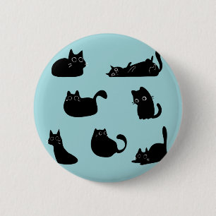 Badge Rond 5 Cm Chats noirs drôles