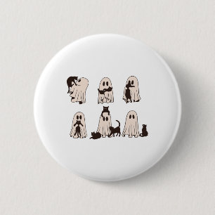 Badge Rond 5 Cm Chats Noirs En Costume Fantôme - Chat Fantôme Mign