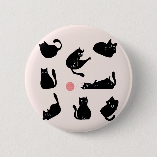 Badge Rond 5 Cm Chats noirs idiots (Devant)