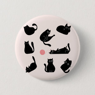 Badge Rond 5 Cm Chats noirs soyeux