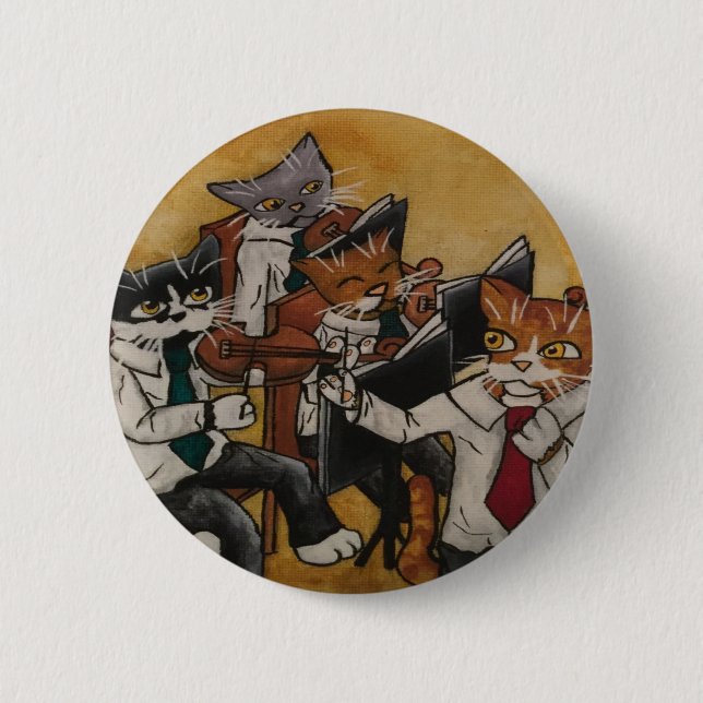 Badge Rond 5 Cm Chats orchestraux violon (Devant)