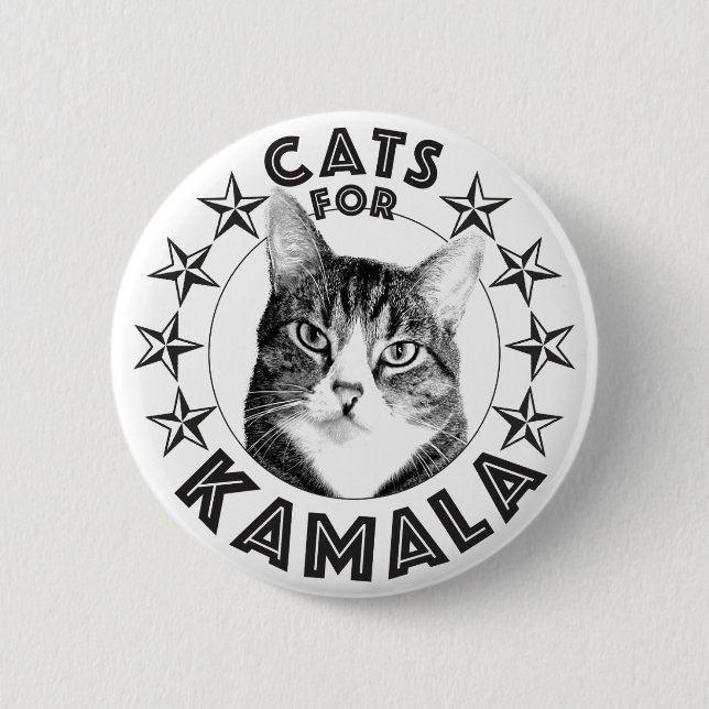 Badge Rond 5 Cm chats pour KAMALA 2024 (Devant)