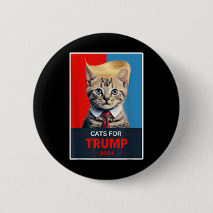 Badge Rond 5 Cm Chats Pour L'Élection Trump 2024 _1