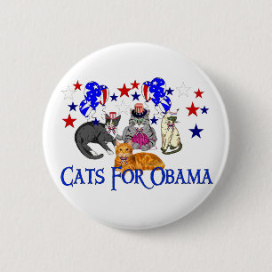 BADGE ROND 5 CM CHATS POUR OBAMA