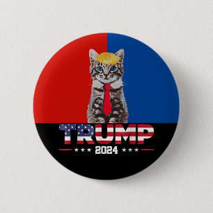 Badge Rond 5 Cm Chats Pour Trump 2024 Vance Trump Red Blue