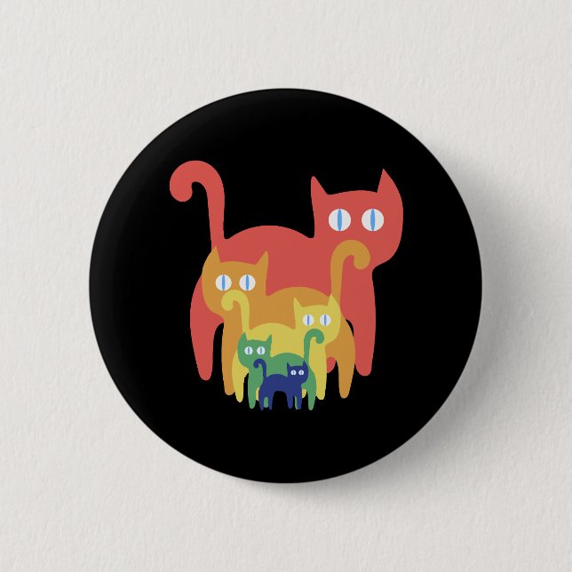Badge Rond 5 Cm Chats Rainbow (Devant)