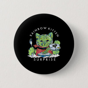 Badge Rond 5 Cm Chats Rainbow Kitten Surprise mignonne Manger Retr