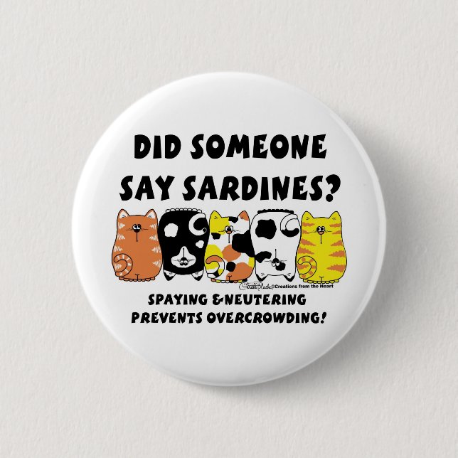 Badge Rond 5 Cm Chats Sardine (Devant)