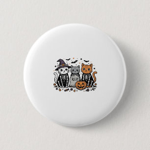 Badge Rond 5 Cm Chats squelette mignons gravure vintage Halloween