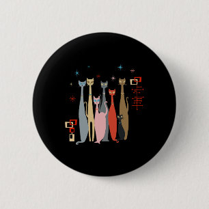 Badge Rond 5 Cm Chats Vintages du milieu du siècle moderne Look le