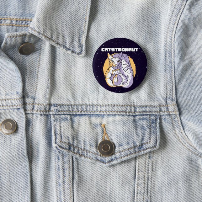 Badge Rond 5 Cm Chatstronaute Chat Cosmonaute (En situation)