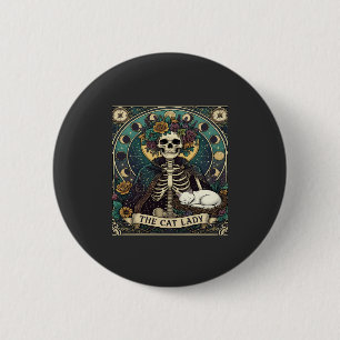 Badge Rond 5 Cm Chatte Dame Haloween Squelette Floral Lune Boussol