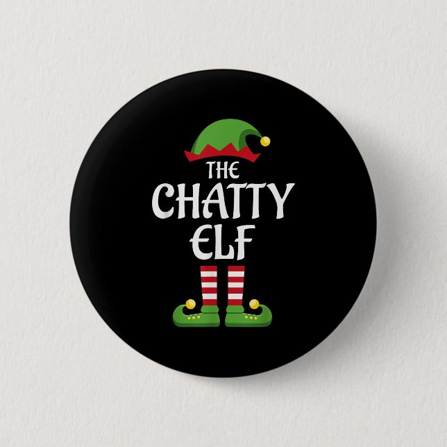 Badge Rond 5 Cm Chatty Elf Famille de jumelage Noël (Devant)