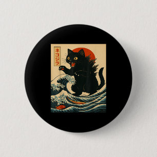 Badge Rond 5 Cm Chatzilla Chat Art Japonais Drôle De Chat Pour Hom