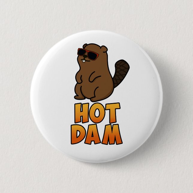 Badge Rond 5 Cm Chaud Dam Funky Cool Beaver Pun (Devant)