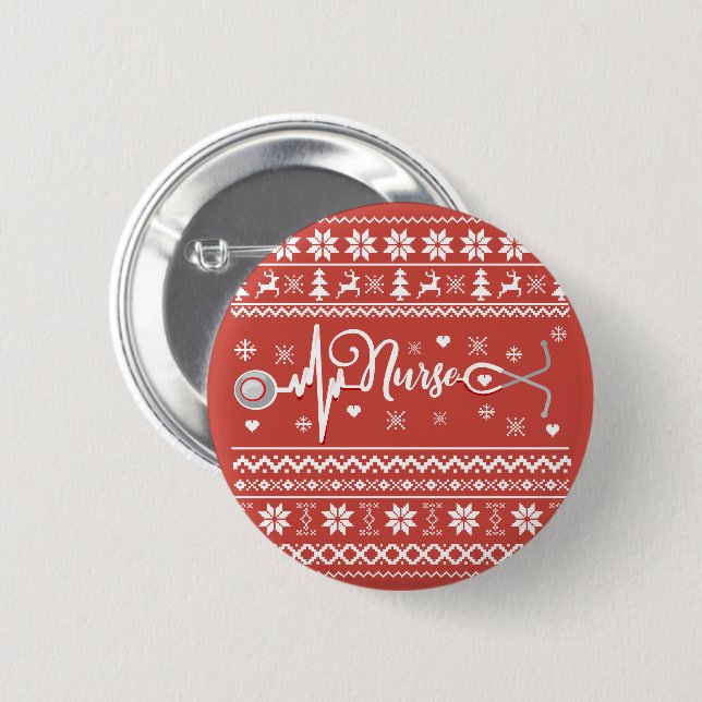 Badge Rond 5 Cm Chaud de Noël joyeux et moche (Devant & derrière)