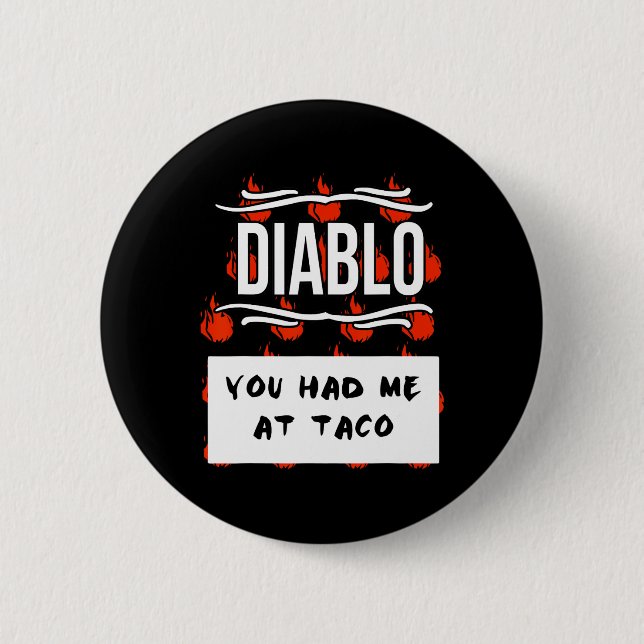 Badge Rond 5 Cm CHAUD SAUCES Groupe Halloween DIABLO SAUCE Vous M' (Devant)