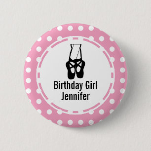 Badge Rond 5 Cm Chaussons de ballet noir en Pointe Fille d'anniver