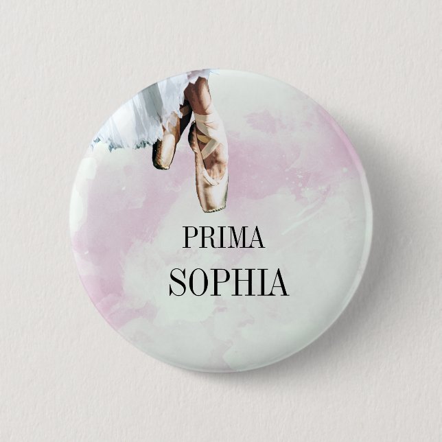 Badge Rond 5 Cm Chaussons de ballon Pointe rose personnelle (Devant)