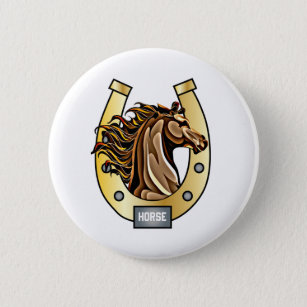Badge Rond 5 Cm Chaussure à cheval en fer à cheval