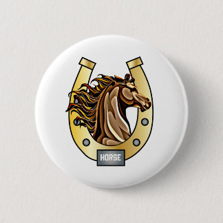 Badge Rond 5 Cm Chaussure à cheval en fer à cheval