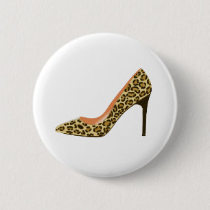 Badge Rond 5 Cm Chaussure de talon haut d'empreinte de léopard