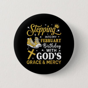 Badge Rond 5 Cm Chaussures d'anniversaire de février en entrant da