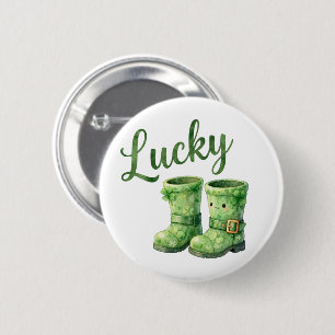 Badge Rond 5 Cm Chaussures de lutin chanceux à l'aquarelle pour la