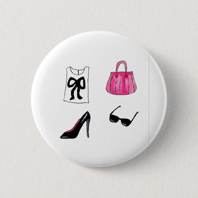 Badge Rond 5 Cm Chaussures de mode sac à main aquarelle (Devant)
