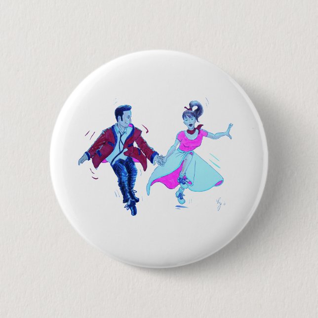 Badge Rond 5 Cm chaussures de selle de jupe de caniche de rose de (Devant)