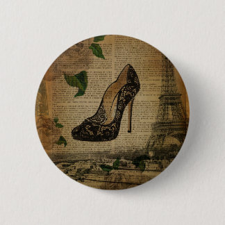 Badge Rond 5 Cm Chaussures girly vintages de Tour Eiffel de Paris