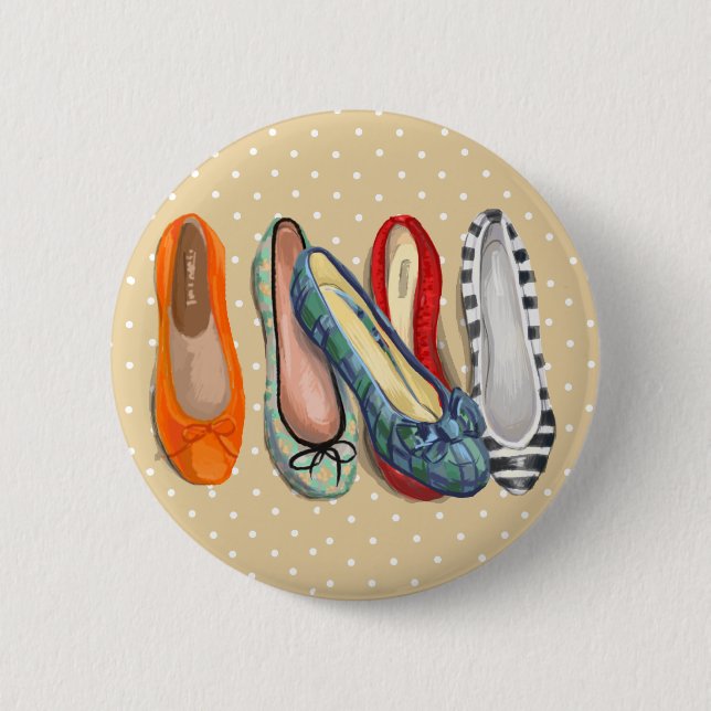 Badge Rond 5 Cm Chaussures - minuscules pantoufles (Devant)