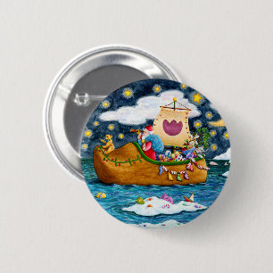 BADGE ROND 5 CM CHAUSSURES NÉERLANDAISES PÈRE NOËL SHIP, ICEBERGS,