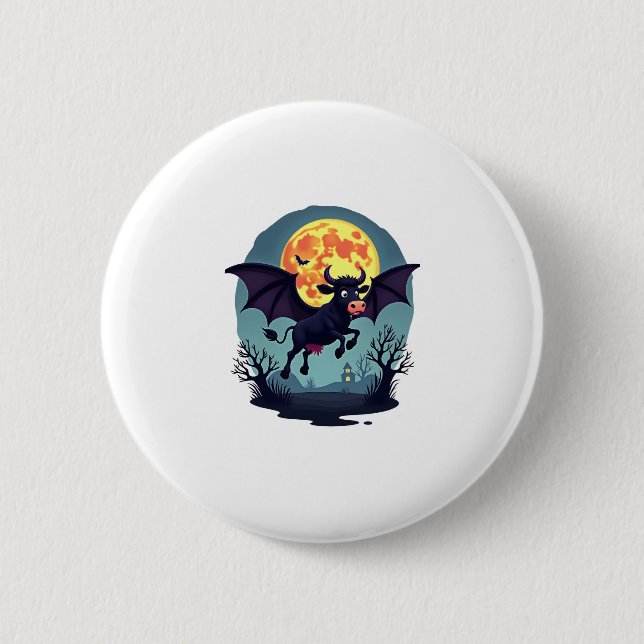 Badge Rond 5 Cm Chauve-souris à minuit (Devant)