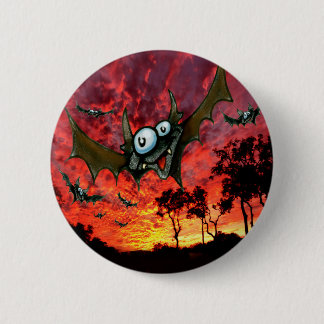 Badge Rond 5 Cm Chauves-souris au coucher du soleil