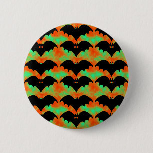 Badge Rond 5 Cm Chauves-souris et vaches Orange Vert