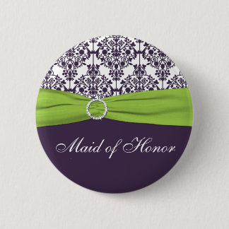 Badge Rond 5 Cm Chaux et domestique pourpre de damassé de Pin