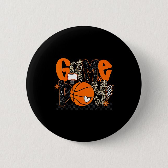 Badge Rond 5 Cm Checkered Game Day Basketball Srts Lover Men Women (Devant)