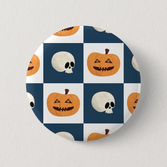 Badge Rond 5 Cm Checks de Skulls et Pumkins (Devant)