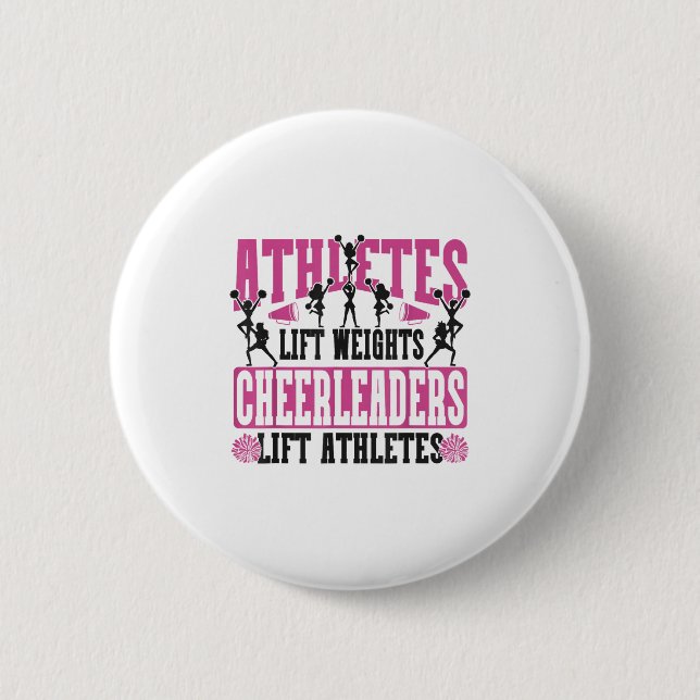 Badge Rond 5 Cm Cheer Cheerleading Athletes Lift Weights Cheerlead (Devant)
