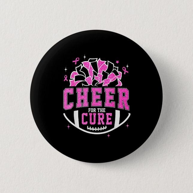 Badge Rond 5 Cm Cheer For The Breast Cancer Awareness Cheerleader  (Devant)