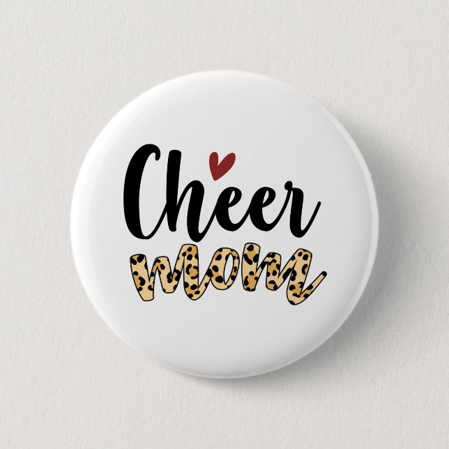 Badge Rond 5 Cm Cheer Maman Empreinte de léopard (Devant)