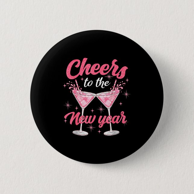 Badge Rond 5 Cm Cheer To The New Year Happy New Year 2026 Countdow (Devant)
